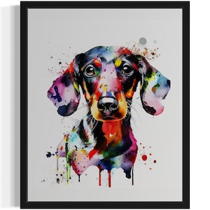 Dachshund Dog Watercolor Art Print, Wall Art Poster, Original Paint Artwork, Artwork Decor