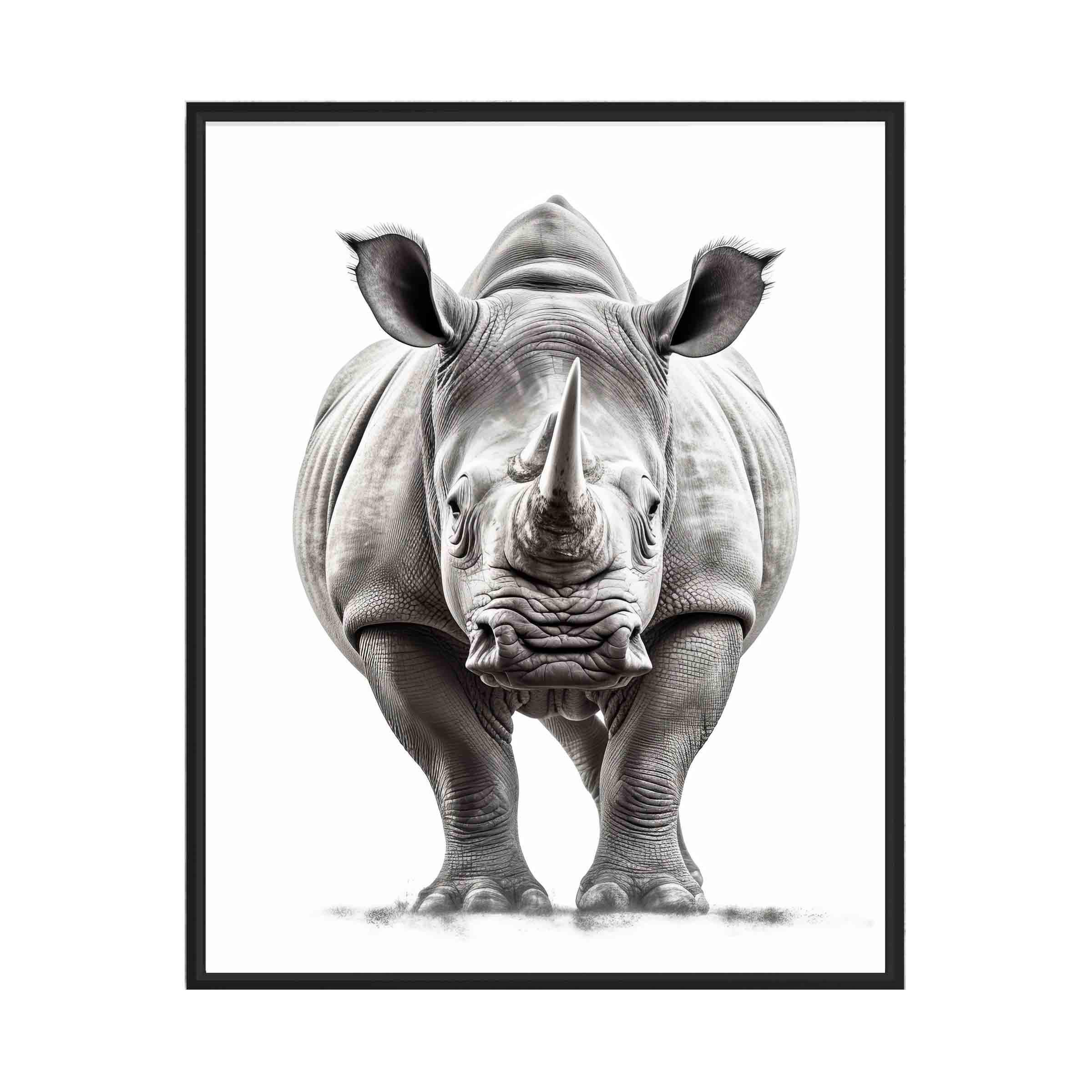 Rhinoceros Black and White Animal Art Print, Wall Art Poster, Original Paint Artwork, Artwork Decor
