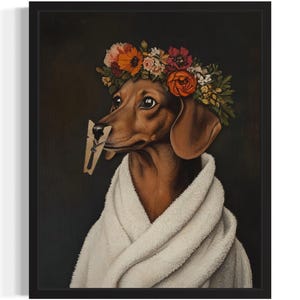 Dackel Hund Lustig Toilette Kunstdruck, Badezimmer Wand Kunst Poster, Original Farbe Kunstwerk, Kunstwerk Dekor
