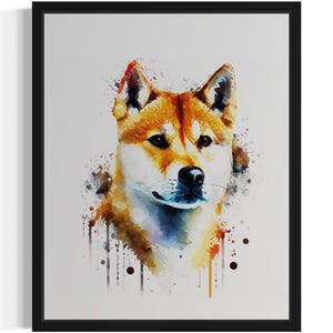 Shiba Inu Dog Watercolor Art Print, Wall Art Poster, Original Paint Artwork, Artwork Decor