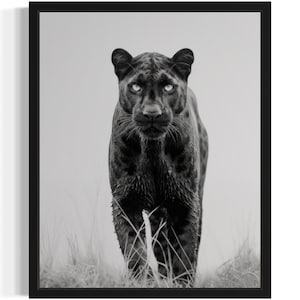 Panther Schwarz Weiß Tier Kunstdruck, Wand Kunst Poster, Original Kunstwerk, Kunstwerk Dekor