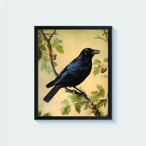 Crow Bird Vintage Art Print, Wall Art Poster, Original Paint Artwork, Artwork Decor