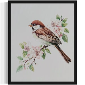 House Sparrow Bird Watercolor Art Print, Wall Art Poster, Original Paint Artwork, Artwork Decor