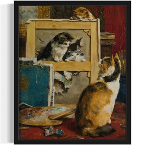 Cats Art Print, Wall Art Poster, Original Paint Artwork, Artwork Decor