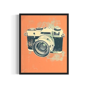 Vintage Camera Pop Art Poster Art Print, Retro Vintage Collection Decor