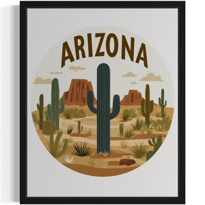 Arizona States Scenery Art Print, Wall Art Poster, Original Paint Artwork, Artwork Decor