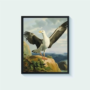 Albatross Bird Vintage Art Print, Wall Art Poster, Original Paint Artwork, Artwork Decor