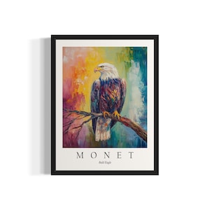 Bald Eagle Bird Monet Art Print, Wall Art Poster, Original Paint Artwork, Artwork Decor