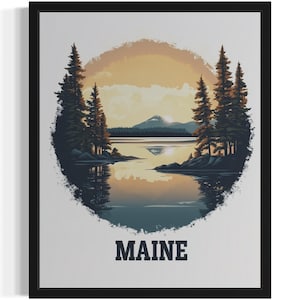 Maine States Scenery Art Print, Wall Art Poster, Original Paint Artwork, Artwork Decor