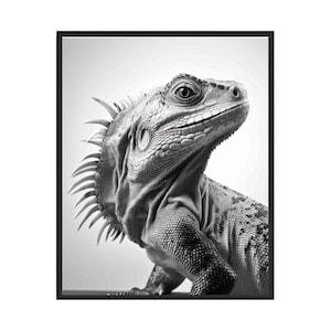Iguana Black and White Animal Art Print, Wall Art Poster, Original Paint Artwork, Artwork Decor