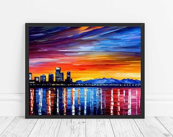 Salt Lake City Utah Skyline Art Print Salt Lake City peinture Wall Art, Original Salt Lake City oeuvre Decor, peinture abstraite de la ville