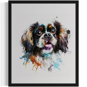 Tibetan Spaniels Dog Watercolor Art Print, Wall Art Poster, Original Paint Artwork, Artwork Decor