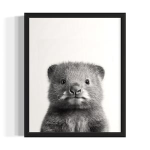 Wombat Animal Black and White Poster Art Print, Living Room Wall Art Poster, Original Paint Artwork, Artwork Decor