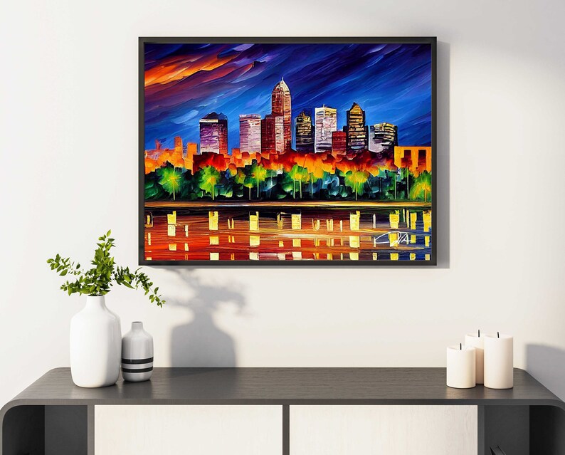 Tulsa Oklahoma Skyline Skyline Art Print Tulsa Painting Wall Etsy