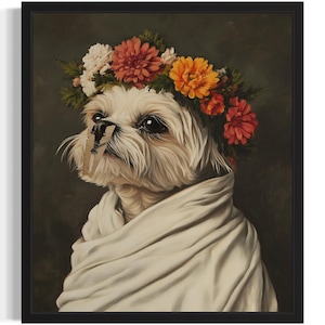 Maltese Dog Funny Restroom Art Print, Bathroom Wall Art Poster, Original Paint Artwork, Artwork Decor