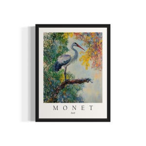 Stork Bird Monet Art Print, Wall Art Poster, Original Paint Artwork, Artwork Decor