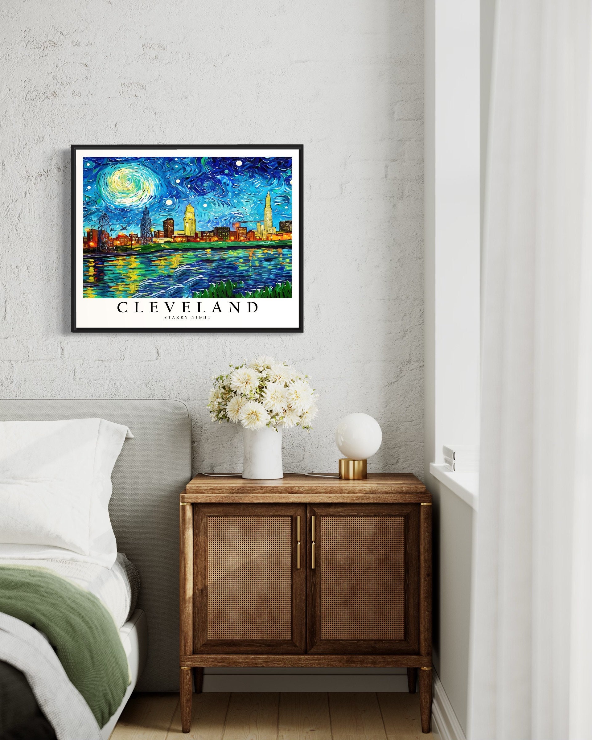 Cleveland Starry Night Art Print Van Gogh Cleveland Poster Etsy
