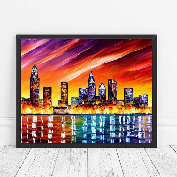 Mobile Alabama Skyline Art Print  Mobile Painting Wall Art, Original Mobile Artwork Decor, City Abstract Painting