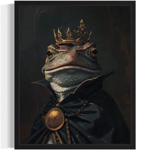 Frog King Vampire Art Print Poster, Gothic Original Artwork, Frog King Portrait Vintage Prints Decor