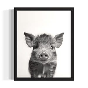 Wild Boar Animal Black and White Poster Art Print, Living Room Wall Art Poster, Original Paint Artwork, Artwork Decor