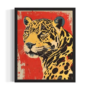 Jaguar Pop Art Poster Art Print, Living Room Wall Art Poster, Original Paint Artwork, Artwork Decor