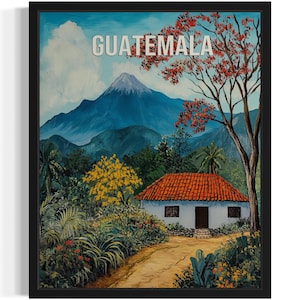 Guatemala Europe Scenery Art Print, Wall Art Poster, Original Paint Artwork, Artwork Decor