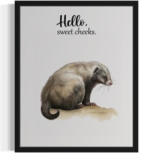 Ferret Sweet Cheeks Animal Restroom Art Print, Bathroom Wall Art Poster, Original Paint Artwork, Artwork Decor