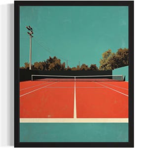 Tennis Court Pop Art Print, Wall Art Poster, Original Paint Artwork, Artwork Decor