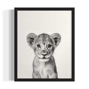 Lion Animal Black and White Poster Art Print, Living Room Wall Art Poster, Original Paint Artwork, Artwork Decor