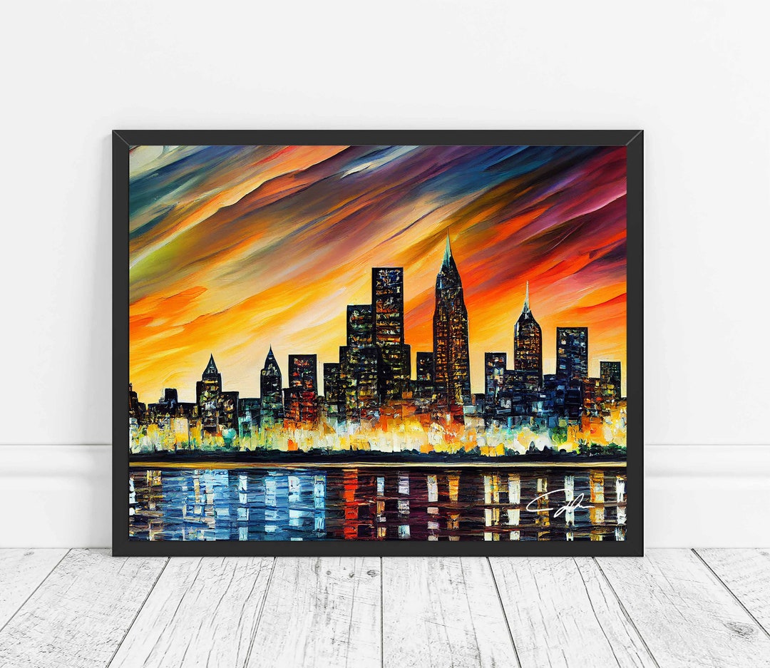 Yonkers New York Skyline Art Print Yonkers Painting Wall Art Etsy
