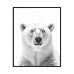 Polar Bear Black and White Animal Art Print, Wall Art Poster, Original Paint Artwork, Artwork Decor