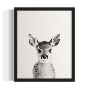 Deer Animal Black and White Poster Art Print, Living Room Wall Art Poster, Original Paint Artwork, Artwork Decor