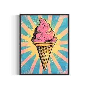 Eistüte Pop Art Poster Kunstdruck, Retro Vintage Kollektion Decor