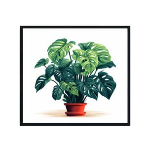 Philodendron Plants Art Print, Wall Art Poster, Original Paint Artwork, Artwork Decor