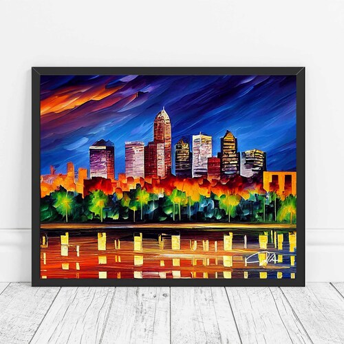 Tulsa Oklahoma Skyline Skyline Art Print Tulsa Painting Wall Etsy