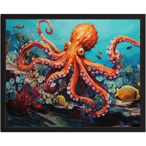 Octopus Abstract Art Print, Wall Art Poster, Original Paint Artwork, Artwork Decor