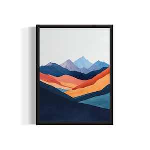 Östliche Bergkette Abstrakt Boho Kunst Druck Poster, Original Kunstwerk, Gemälde, Badezimmer Dekor
