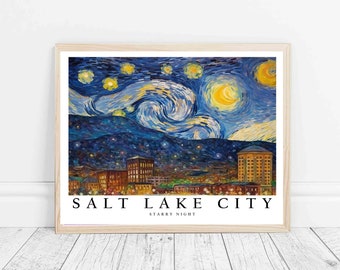 ソルトレイクシティユタ星月夜アートプリント、ヴァン・ゴッホソルト