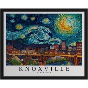 Knoxville Tennessee Starry Night Art Print, Wall Art Poster, Original Paint Artwork, Artwork Decor