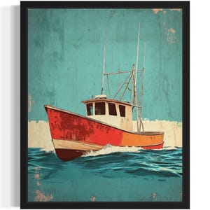 Fishing Boat Pop Art Print, Wall Art Poster, Original Paint Artwork, Artwork Decor