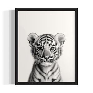 Tiger Animal Black and White Poster Art Print, Living Room Wall Art Poster, Original Paint Artwork, Artwork Decor