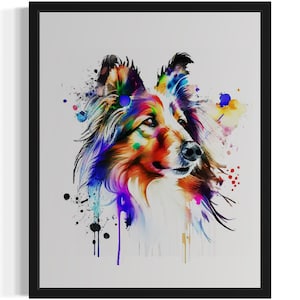 Sheltie Dog Watercolor Art Print, Wall Art Poster, Original Paint Artwork, Artwork Decor
