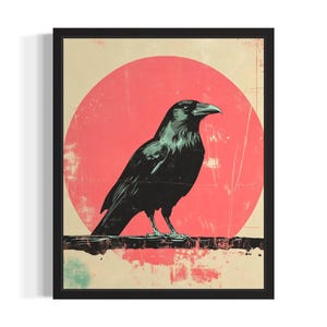 Crow Pop Art Poster Art Print, Living Room Wall Art Poster, Original Paint Artwork, Artwork Decor