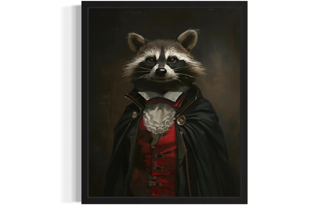 Raccoon Vampire Art Print Poster, Gothic Original Artwork, Raccoon ...