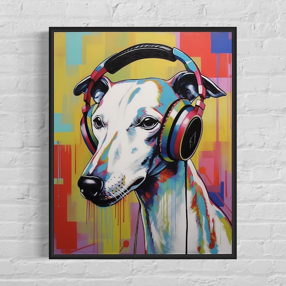 Dog with store headphones art