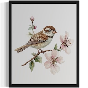 Chipping Sparrow Bird Watercolor Art Print, Wall Art Poster, Original Paint Artwork, Artwork Decor