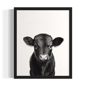 Bull Animal Black and White Poster Art Print, Living Room Wall Art Poster, Original Paint Artwork, Artwork Decor
