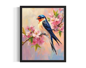 ツバメの版画(額付き) ツバメ、ツバメのジクレー版画、額入り - Etsy 日本