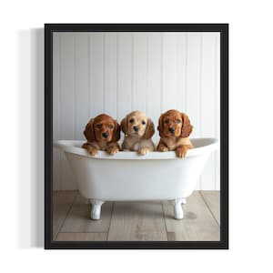 Cocker Spaniel Welpen in der Badewanne Poster Kunst Druck, Badezimmer Wand Kunst Poster, Original Farbe Kunstwerk, Kunstwerk Dekor