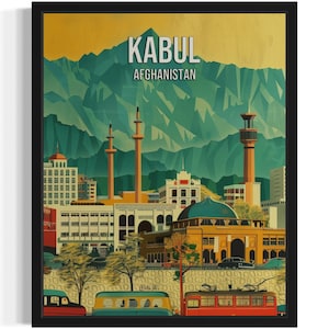 Kabul Afghanistan Asia City Art Print, Wall Art Poster, Original Paint Artwork, Artwork Decor